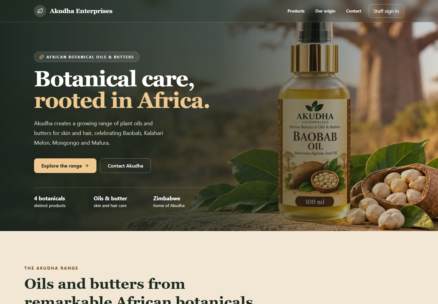 Akudha Enterprises website interface