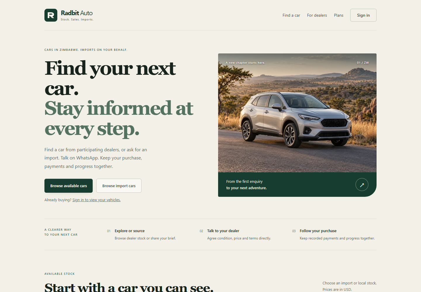Radbit Auto website interface